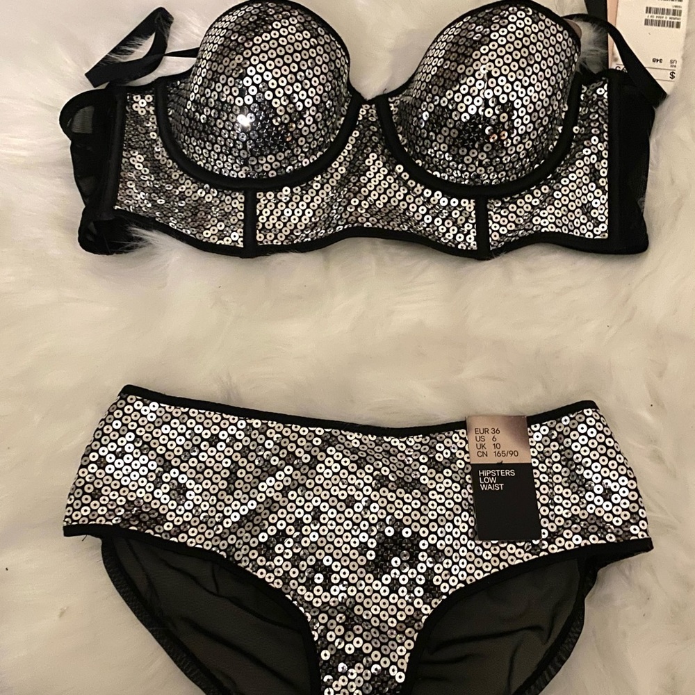 Sequined bra and panties Never worn! Still w/ tags